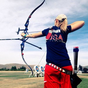 A US Olympic star practicing archery.