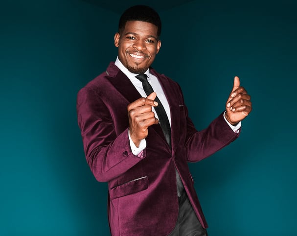 P.K. Subban models a deep purple suede suit