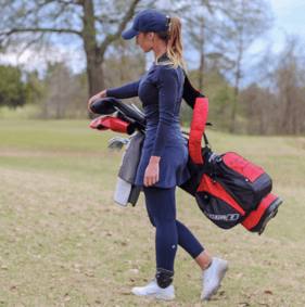 Golfer Hannah Gregg wearing her Ultra Ankle ankle brace!