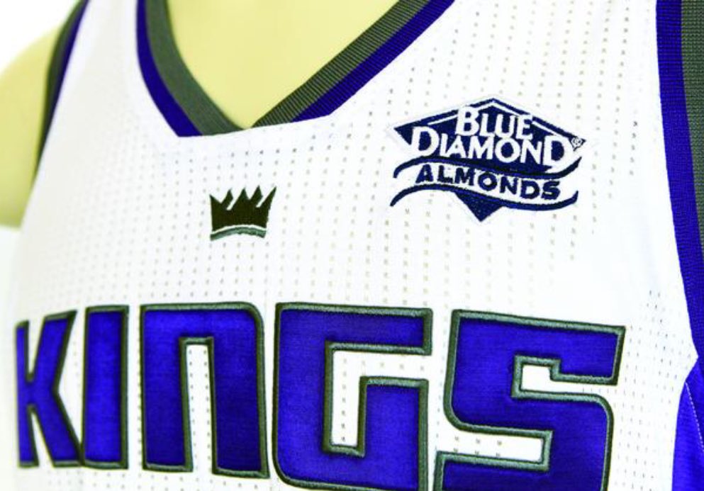 Sacramento Kings jersey patch sponsor Blue Diamond.